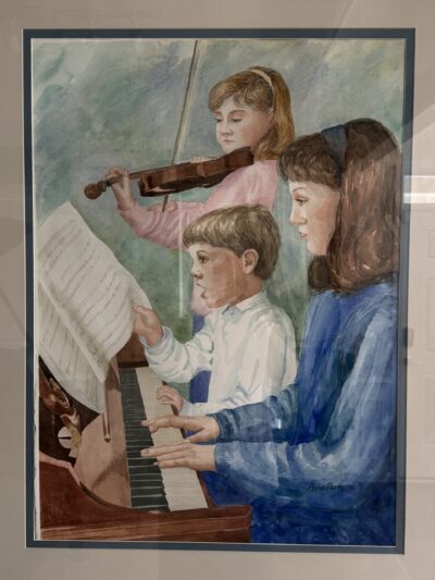Chalk painting of student performers